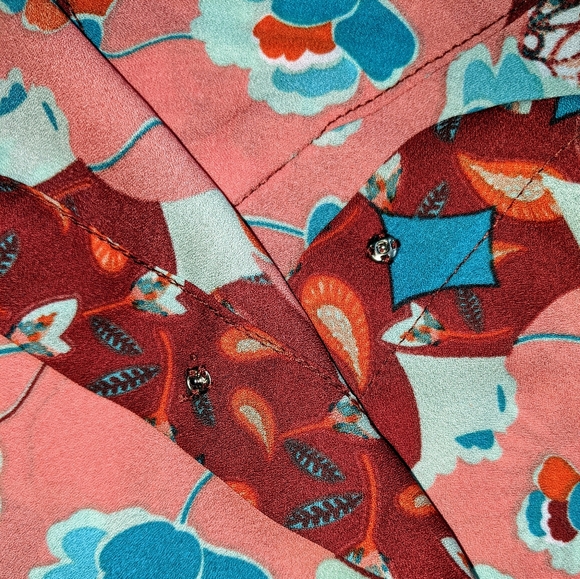 Alison Joy women's faux wrap v-neck blouse L silky - Picture 4 of 11